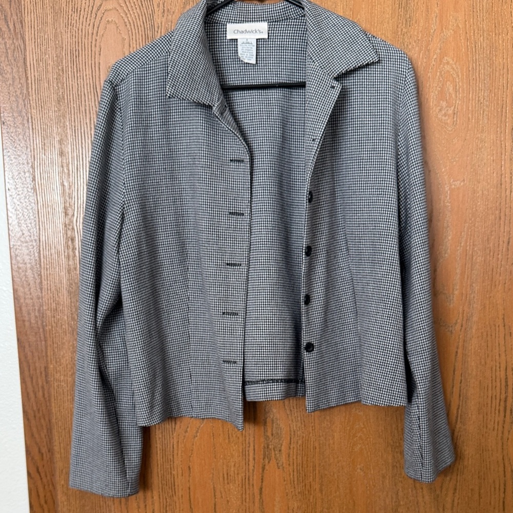Chadwicks Black and White Houndstooth Blazer Jacket